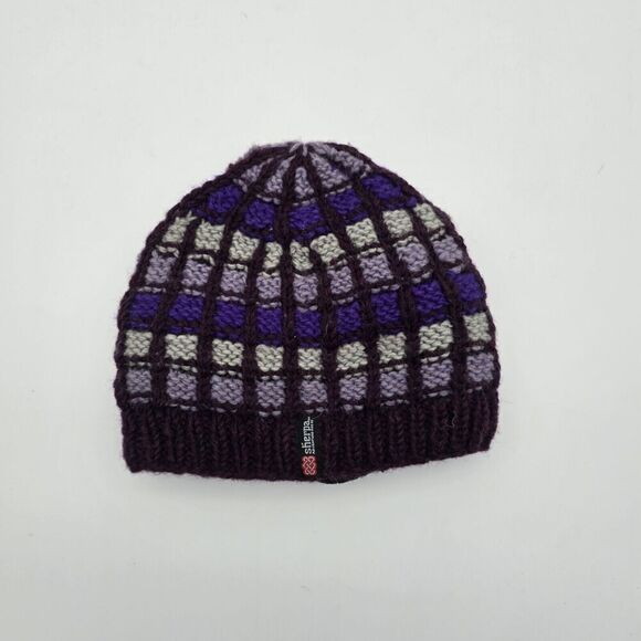 Sherpa Wool Hat Beanie Purple Knit Cap Winter Fleece Lined Fair Isle Skull Cap - Picture 1 of 13